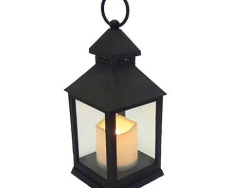 FAROL CON VELON LED 10X10X24CM NEGRO