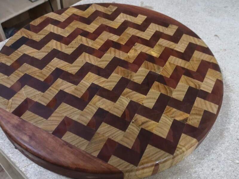 Tabla parrillera circular end grain Chile