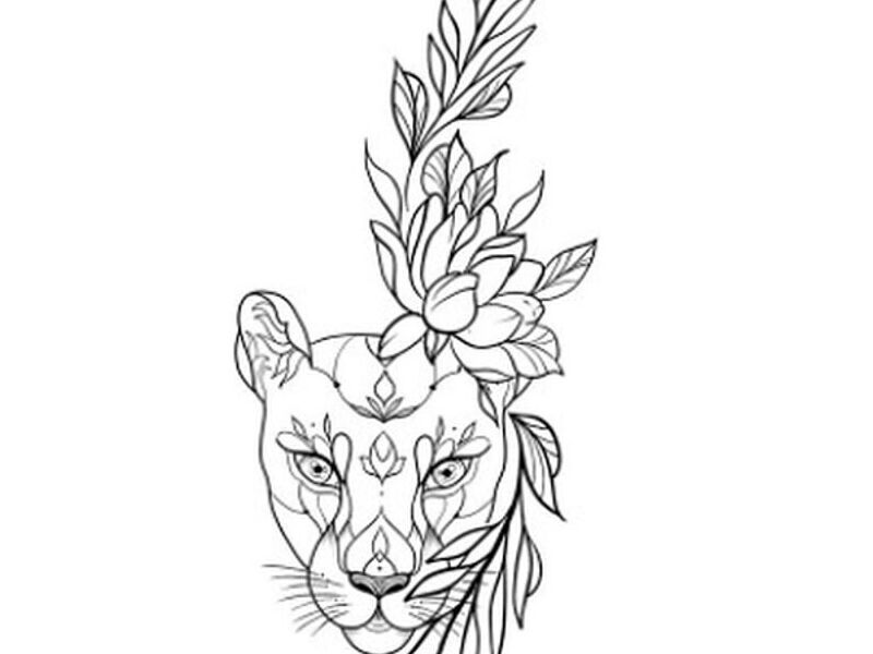Sticker vinilo puma flores Chile