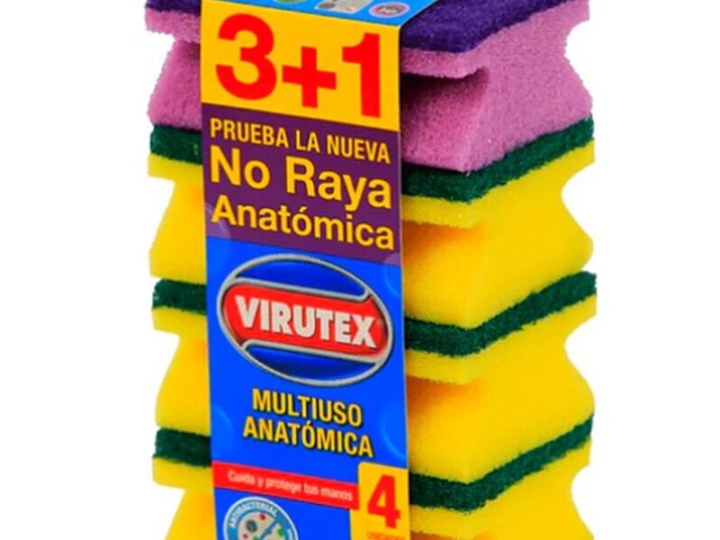 Esponja Acanalada Antibacterial 3+1 4 un