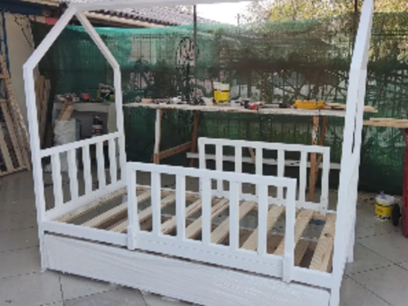 cama bebé madera blanca Chile