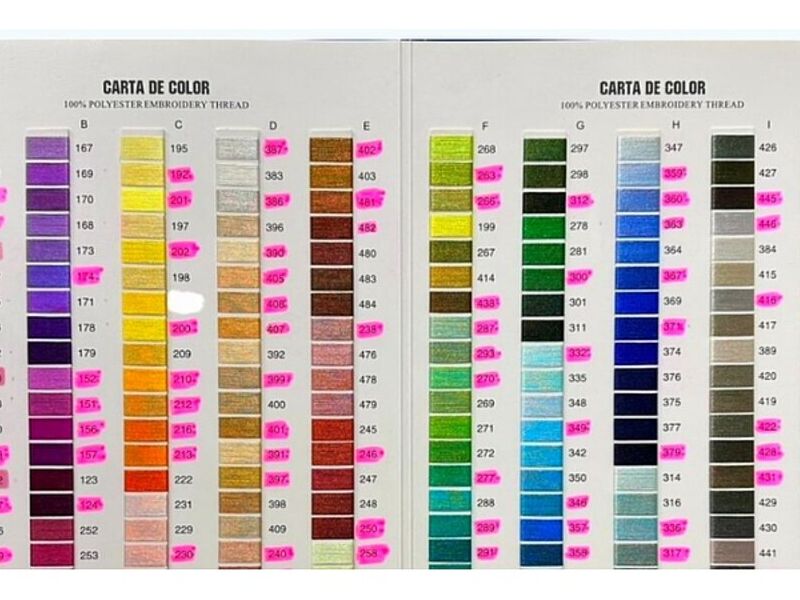 CARTA DE COLORES HILOS DE BORDAR 4.000 MTS