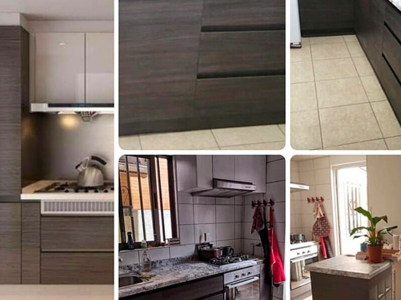 Mesón recto madera de ébano granito Chile
