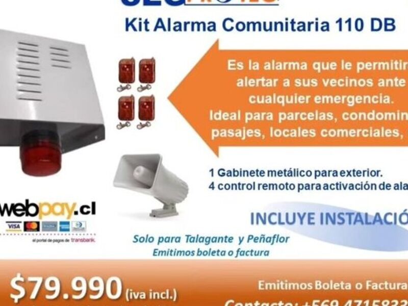 Kit alarma comunitaria 110 db Chile
