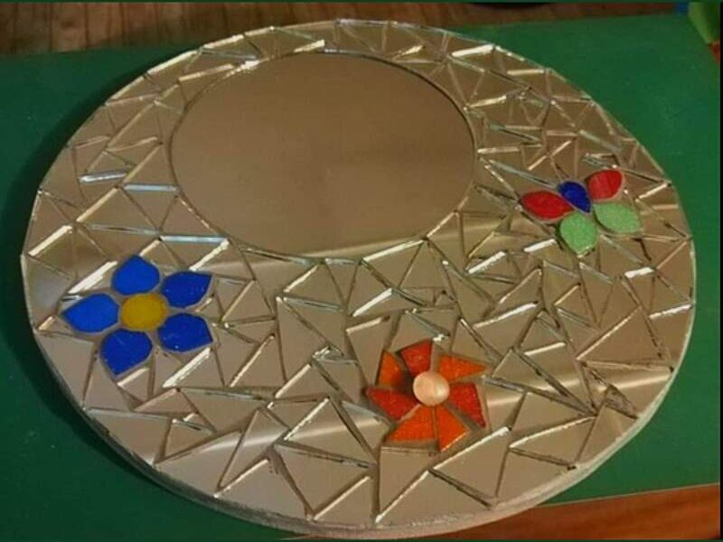Espejo circular de mosaico Chile