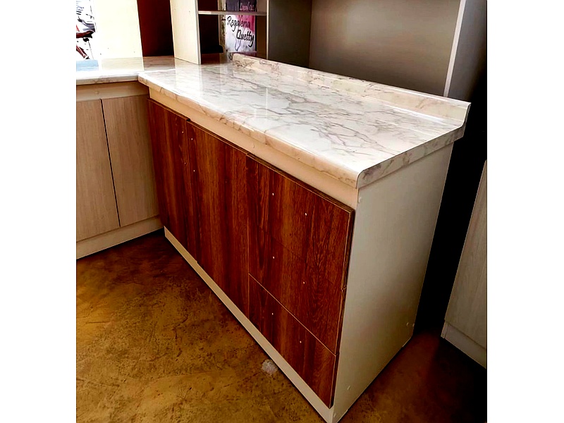 Meson cocina cuarzo blanco Chile