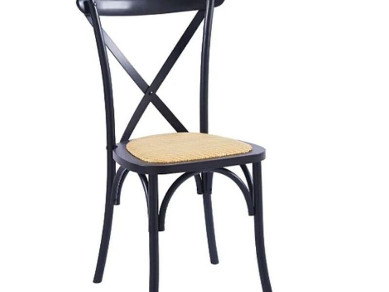Silla Crossback con asiento de rattan