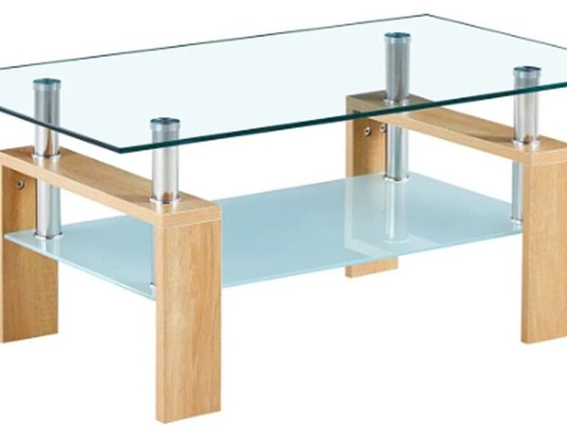 Mesa de centro rectangular de vidrio
