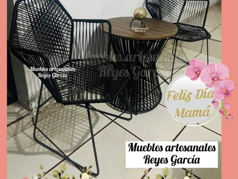 Juego Sillas Mimbre Negro Maule
