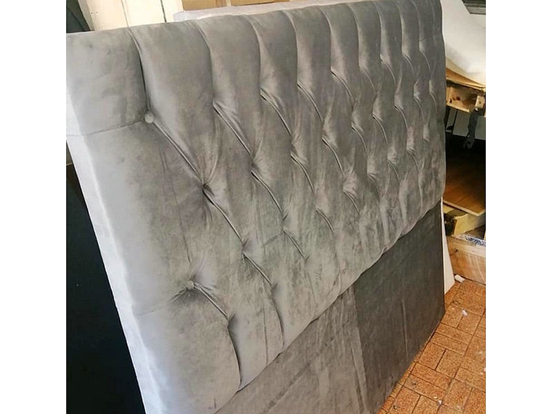 Respaldo Cama Felpa Gris SANTIAGO