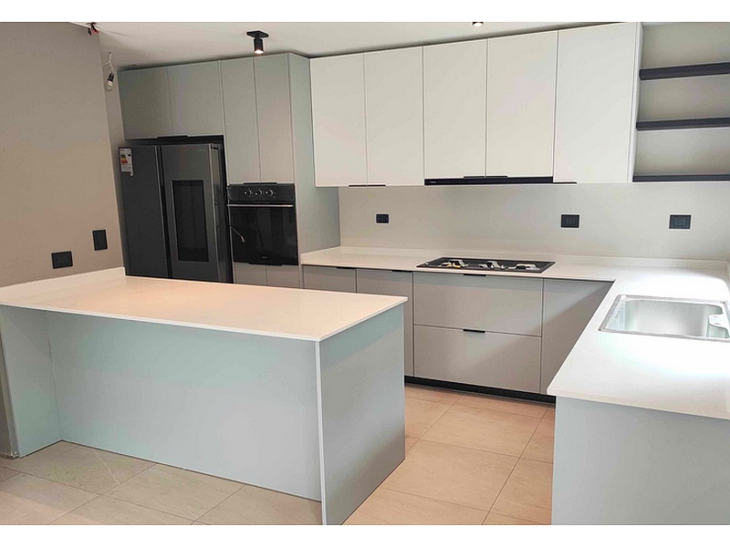 Mueble Cocina Melamina Gris Velvet SANTIAGO