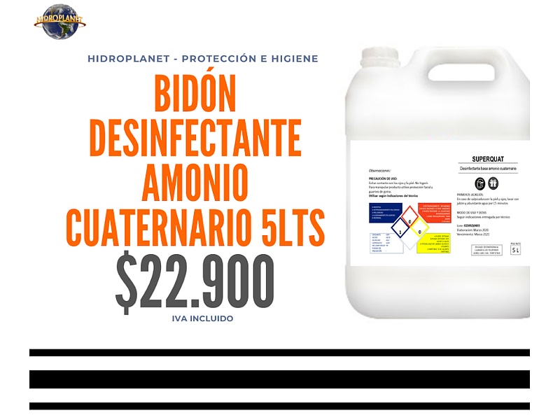 Bidón desinfectante amonio Chile