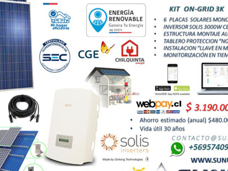 Kit on grid Inyección a la red 3000w CHILE
