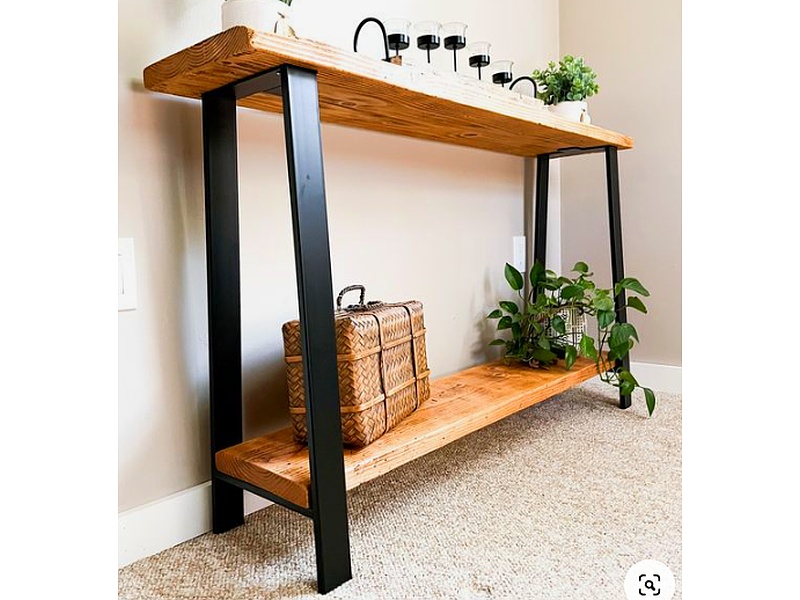 mesa auxiliar metal y madera Santiago