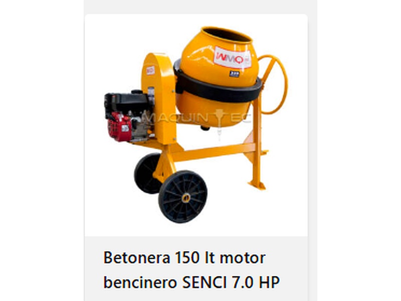 Betonera 150 lt motor bencinero, Chile