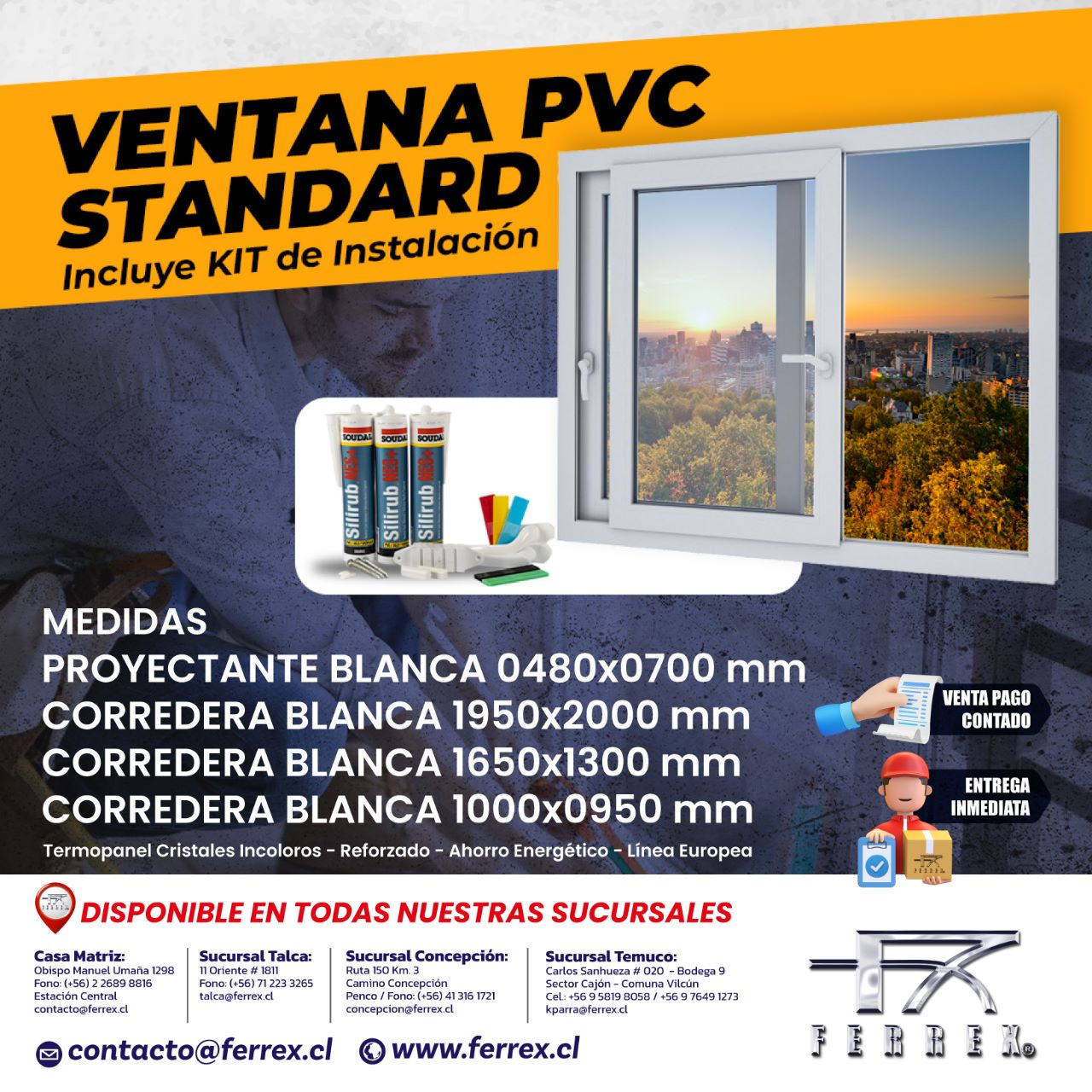 Ventana PVC standard. Chile