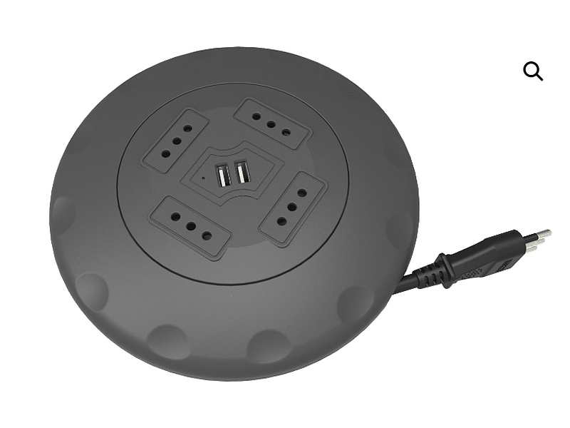 Alargador UFO 4 pos+2 USB, 5m, gris CHILE