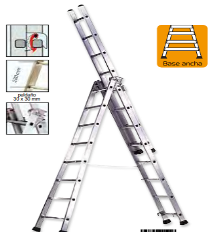 Escalera aluminio industrial 3 tramos