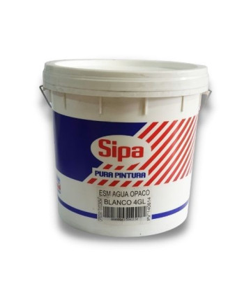 Esmalte al agua Sipa Opaco Blanco Tineta 4gl