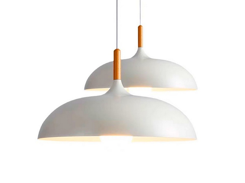 Lámpara Colgante Julián Blanco con Detalle en Madera CHILE