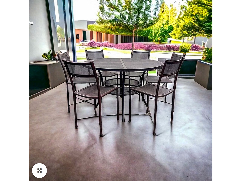  Juego de comedor Hierro – Mesa 140 cms diámetro + 6 sillas Chile