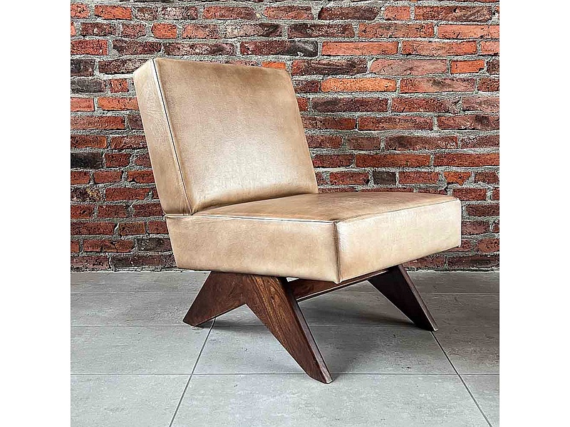  Sillón Barcelona cuero beige 114x83x57 Chile