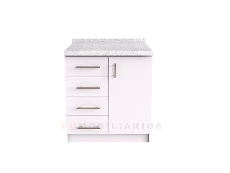Mueble meson con cubierta de cuarzo de 80 cm / M1-820 / Blanco CHILE