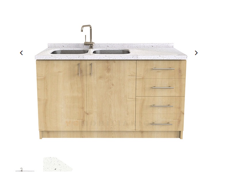 Mueble lavaplatos Doble de 140 cm / Cuarzo blanco galayxs / Derecho/ Rustico CHILE