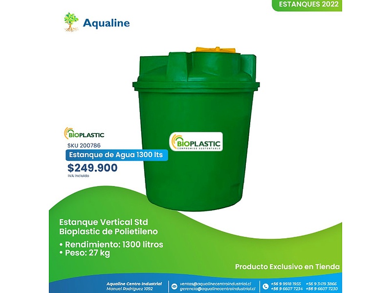 Estanque Vertical Std 1300 Lts Polietileno Chile