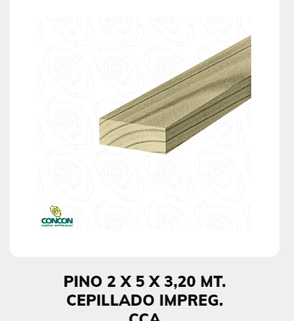 Madera pino 2x5x3.20 Chile