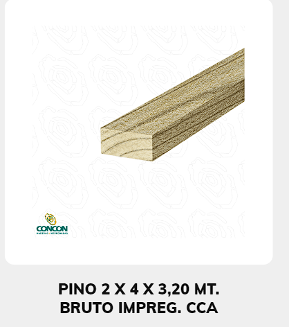 Madera Pino 2x4x3.20 impres cca Chile