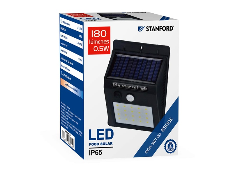 Aplique solar 0,5W 180 lumenes 6500K Chile