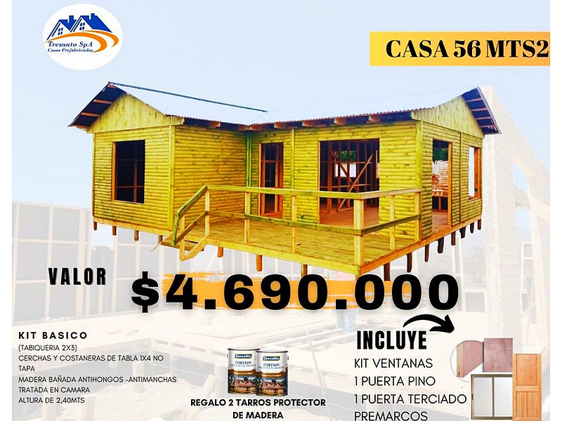 Diseño Casa 56 MTS2 Chile Casas Prefabricadas Tresanto