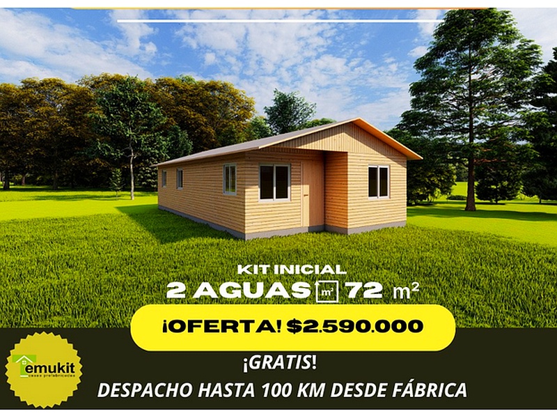 Diseño Casa Dos Aguas 72M2 Chile Casas Prefabricadas Temukit
