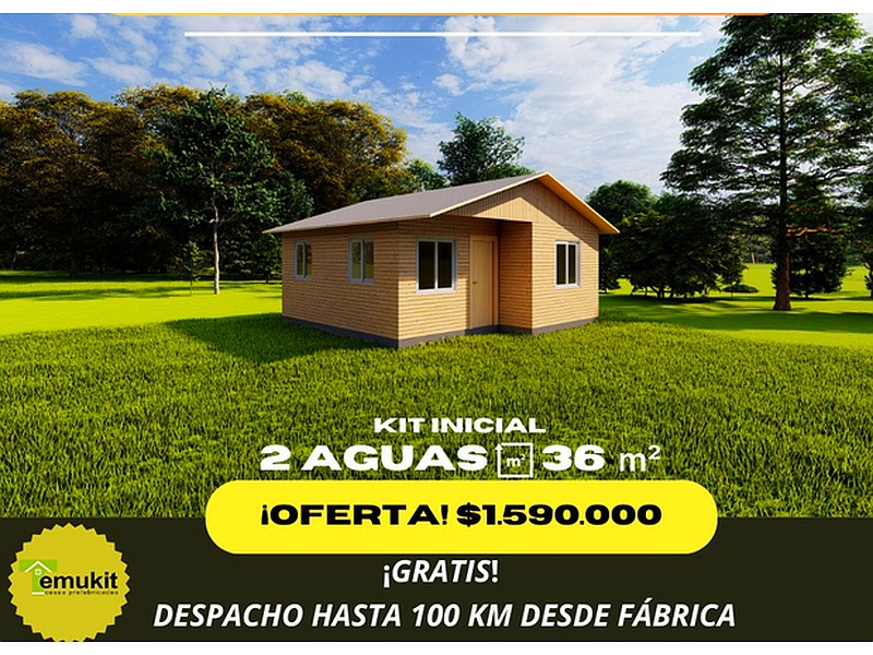 Diseño Casa Dos Aguas 36M2 Chile Casas Prefabricadas Temukit