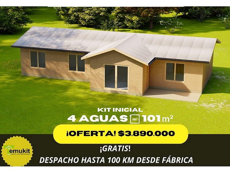 Diseño Casa Cuatro Aguas 101M2 Chile Casas Prefabricadas Temukit