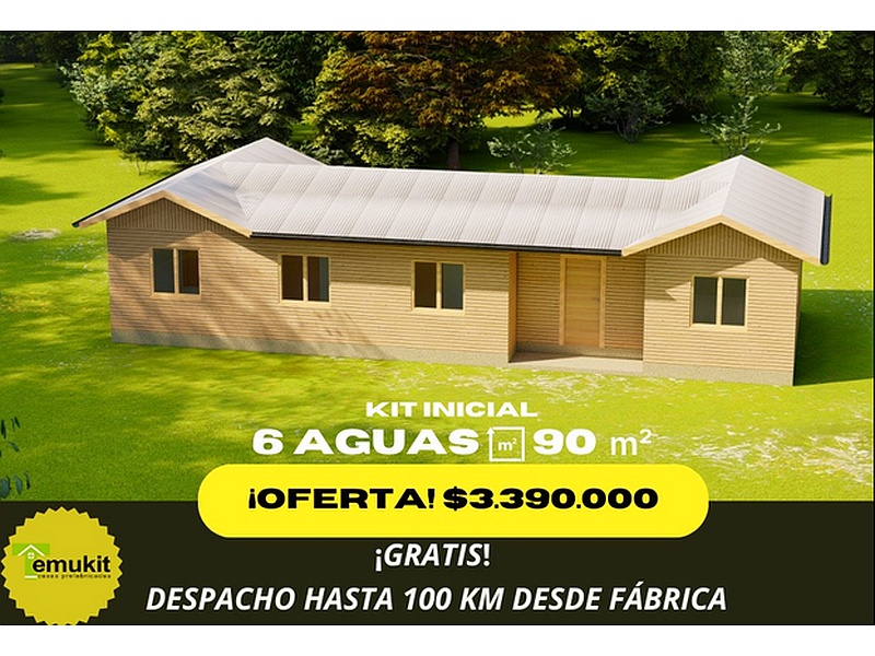 Diseño Casa Seis Aguas 90M2 Chile Casas Prefabricadas Temukit